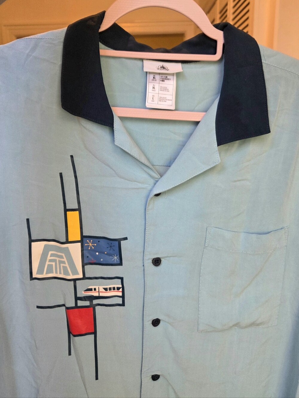 Disney Parks 50th Anniversary Contemporary Resort Monorail Camp Shirt L NWOT